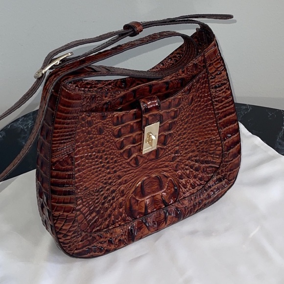 Women’s Bag BRAHMIN Melbourne Leather Pecan Johanna Brown Crossbody AUTHENTIC - Picture 10 of 14